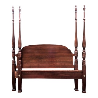 Solid Cherry Rice Carved Queen Bed For Sale