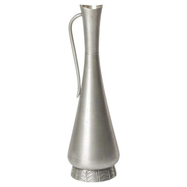 An exceptional Swedish Mid-Century Modern pewter vase by GAB (Guldsmedsaktiebolaget), dated 1966, exemplifying the quiet...