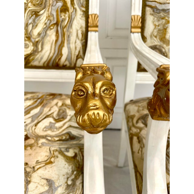 Mid 20th Century Set of 4 Traditional Empire Lion Head Armchairs For Sale - Image 5 of 12