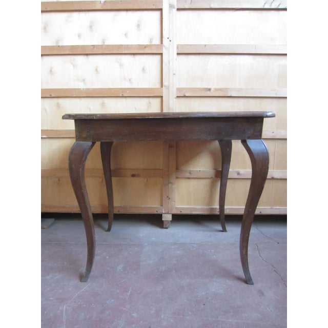 Brown Writing Table with Bowed Legs, 1940s For Sale - Image 8 of 8