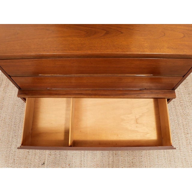 Wood Five Drawer Mid Century Highboy Sleek For Sale - Image 7 of 12