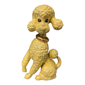 Vintage Mid Century Modern Ceramic Dog Poodle Mint MCM Kitsch 1950s Yellow Gold