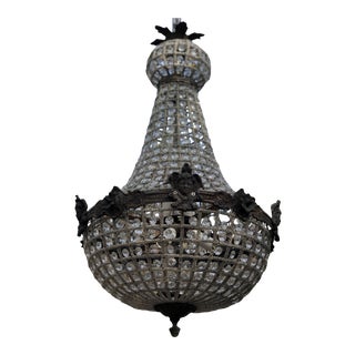 Vintage 1940s Crystal Chandelier For Sale