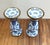 Blue and White Chinoiserie Ceramic Gilded Candlesticks - Set/2 For Sale - Image 4 of 6