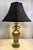 Mid 20th Century Vintage James Mont Style Reticulated Brass Table Lamp With Bamboo Cherry Blossom and Crane With Black Shade For Sale - Image 5 of 11