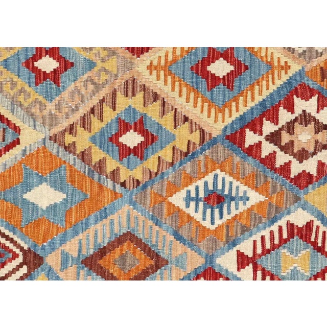 Contemporary Afghan Maimana Kilim. Hand woven with wool on wool foundation by the Maimana tribes of Northern Afghanistan....