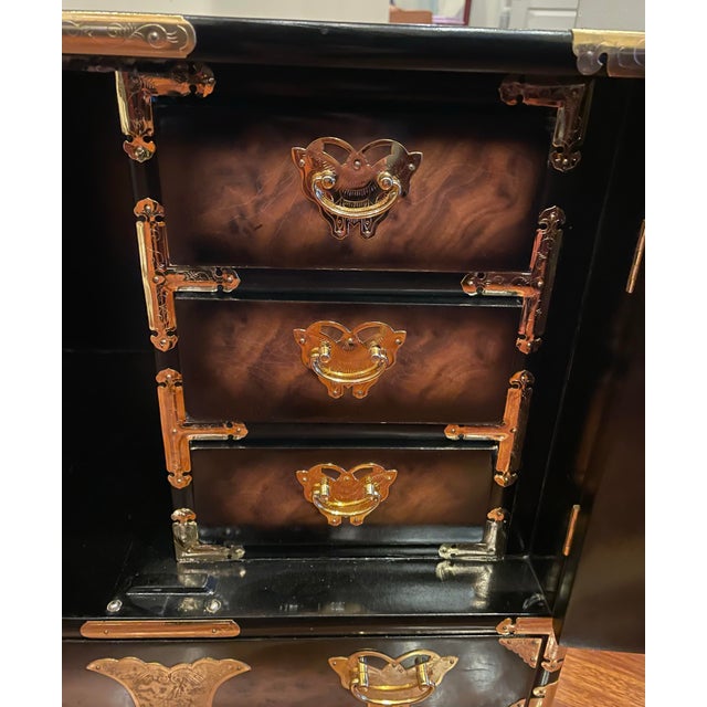 1980s Korean Tansu Style Chest Cabinet Chinoiserie Campaign Asian For Sale In Chicago - Image 6 of 12