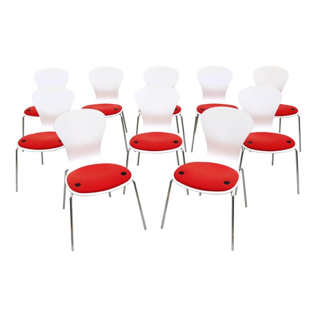 Modern Ross Lovegrove for Knoll Sprite Stacking Armless Dining Chairs- Set of 10 For Sale