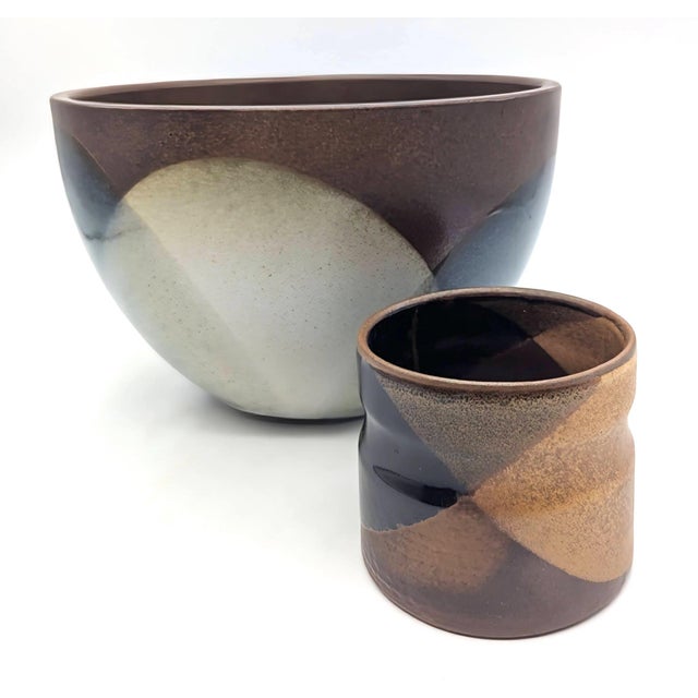 Brown 1970s Pottery Craft Glazed Stoneware Bowl For Sale - Image 8 of 11