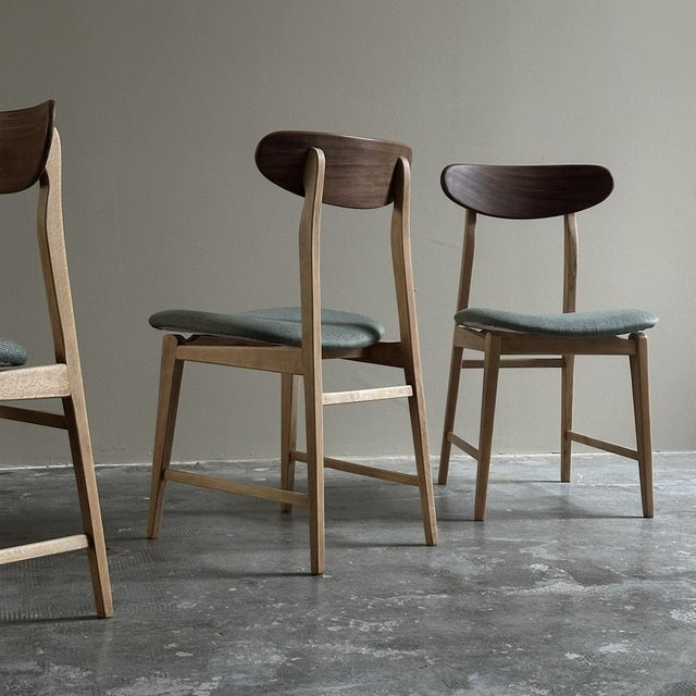 Wood Dining Chairs in Wooden Frame and Fabric Seat, 1960s, Set of 4 For Sale - Image 7 of 12