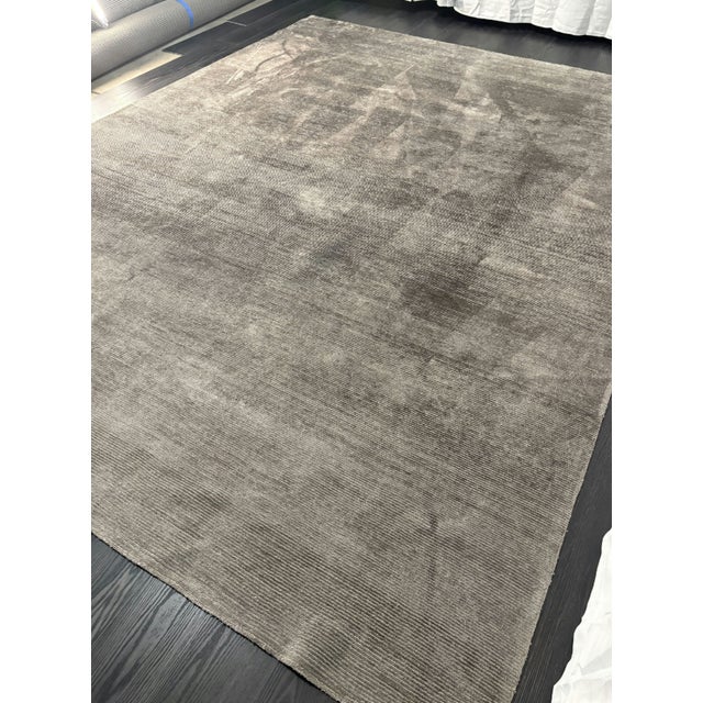 Restoration Hardware Rowe Rug – 9’ X 12’ Graphite | Hand-Knotted Wool & Viscose For Sale - Image 9 of 18