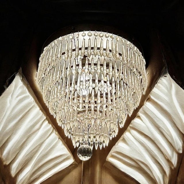 1920s Art Deco Wedding Cake Chandelier Crystal 5 Tier Flush Mount Prism, 1920s For Sale - Image 5 of 12