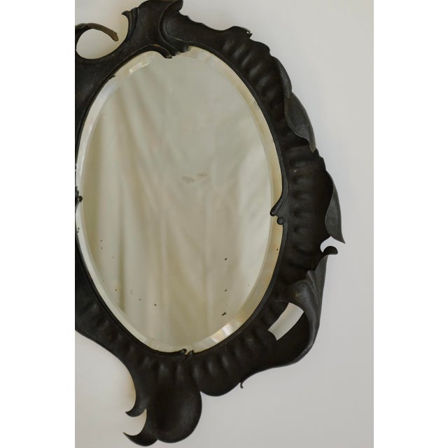 Art Nouveau Early 20th Century Wrought Iron Wall Mirror For Sale - Image 3 of 10