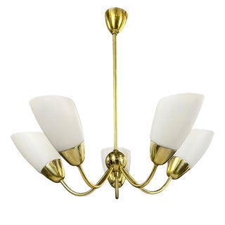 Mid-Century Modern Brass Chandelier, 1960s For Sale