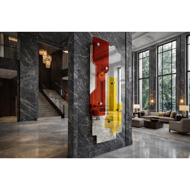 Stratos Red & Yellow Maxi Sculptural Wall Mirror by GTG Design Couture For Sale - Image 9 of 13