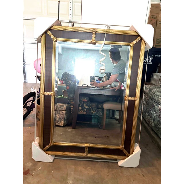 Hollywood Regency Carvers’ Guild Vintage Gilt & Mahogany Accent Mirror For Sale - Image 3 of 4