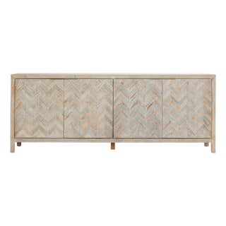 Chevron Washed Wood Sideboard For Sale