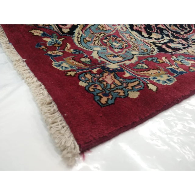 Maroon 1970's Signed Pesian Khorassan Rug-9'8" X 12'2" For Sale - Image 8 of 9