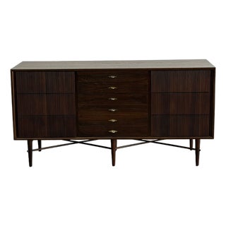 Mid 20th Century Walnut Ten Drawer Dresser by American of Martinsville For Sale