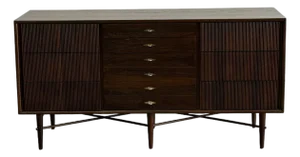 Mid 20th Century Walnut Ten Drawer Dresser by American of Martinsville