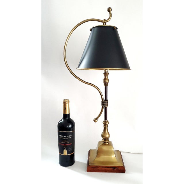 Art Deco Lamp French Bouillotte Style & Solid Brass Shade For Sale - Image 3 of 13