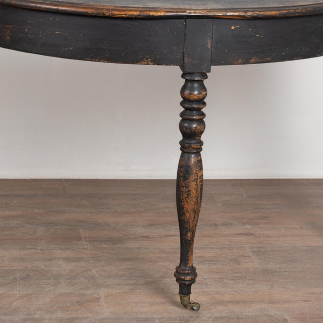 Black Pair of 19th Century Swedish Black Painted Demilune Console Tables For Sale - Image 8 of 12