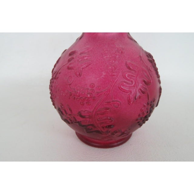 Avon Empty Magenta Glass Bottle With Stopper 1970s Skin So Soft Decanter 4884b For Sale - Image 4 of 9