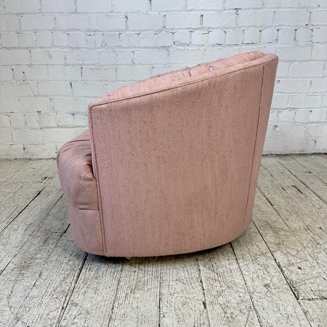 Postmodern 1980s Barrel Back Swivel Chair by Brookwood Furniture For Sale - Image 3 of 12