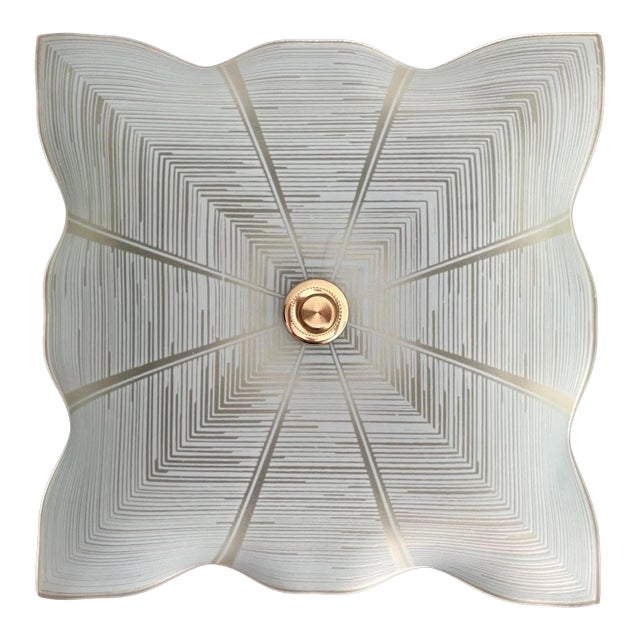 1940s Blue Geometric Sun Flush Light For Sale