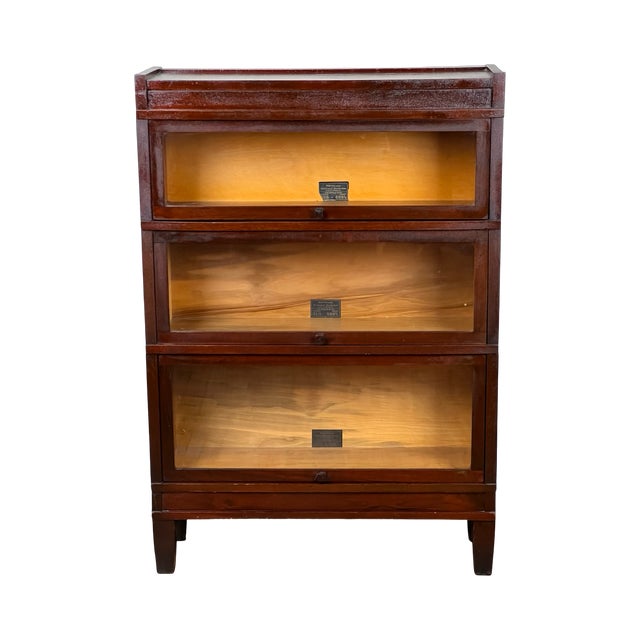 Antique Globe Wernicke Mahogany Three Stack Barrister Bookcase Size D Grade 598 1/2 C. 1930 For Sale - Image 9 of 9