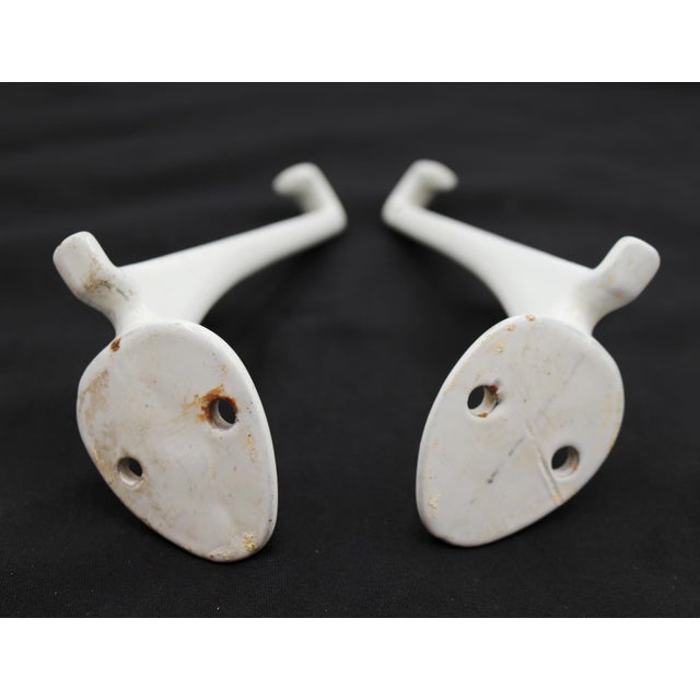 Pair of Vintage White Enameled Cast Iron Shelf Brackets For Sale - Image 6 of 6