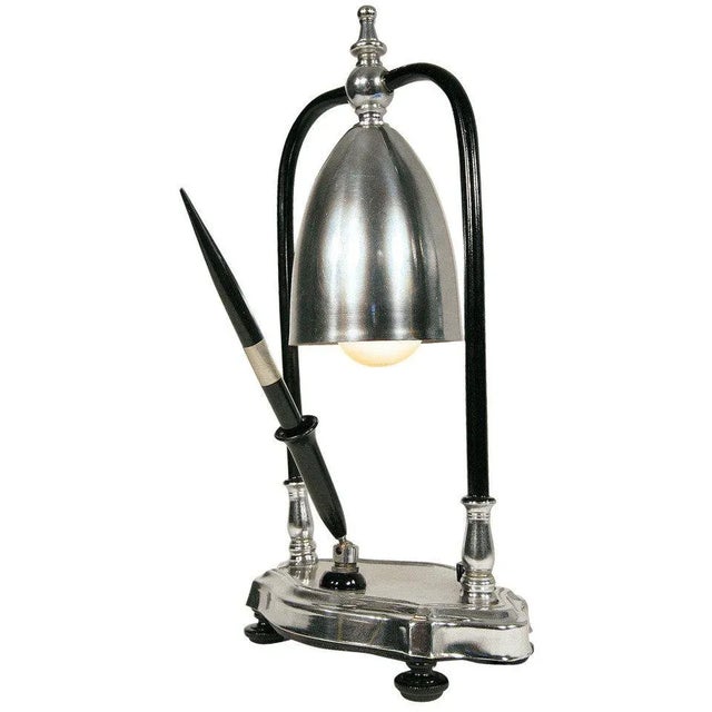 Metal 1930s Art Deco Desk Lamp With Pen Holder For Sale - Image 7 of 7