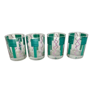 Set of 4 Memphis Style Georges Briard Vintage Rock Glasses