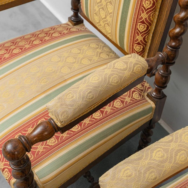 Antique Lounge Chairs in Wood and Fabric, 1890s, Set of 2 For Sale - Image 9 of 12