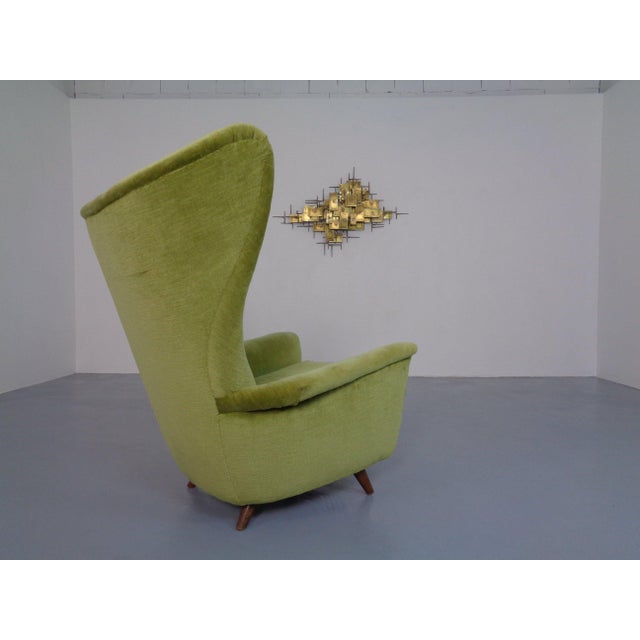 Italian Mohair Wingback Chair, 1950s For Sale - Image 4 of 11