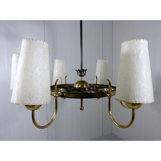 Finnish Brass Chandelier with Polyester Shades and Glass Diffusers, 1950s For Sale - Image 10 of 18
