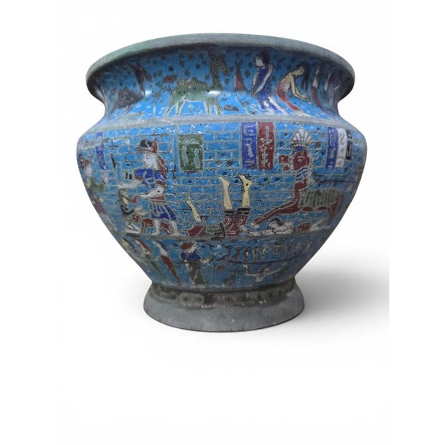 Egyptian Revival Cloisonné Jardinière with Polychrome Decoration, 1900 For Sale - Image 11 of 12