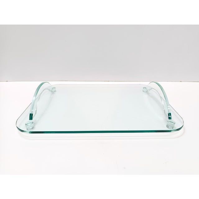 1980s Transparent Glass Tray in the style of Fontana Arte, Italy, 1980s For Sale - Image 5 of 10