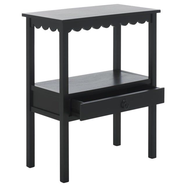 Black Heaven Scalloped Low Drawer Accent Table in Matte Black For Sale - Image 8 of 10