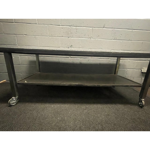 Metallic Industrial Table For Sale - Image 4 of 4