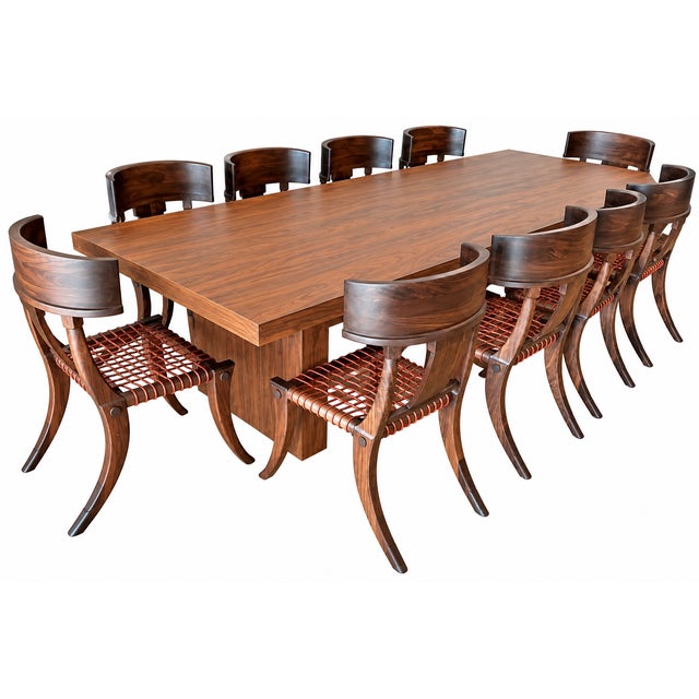 Klismos Style Solid Walnut Dining Chairs -Set of 10 For Sale - Image 4 of 7