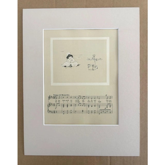 Up for sale is this charming antique print from a book of lullabies published by L. Prang in1888 - one lullaby for each...