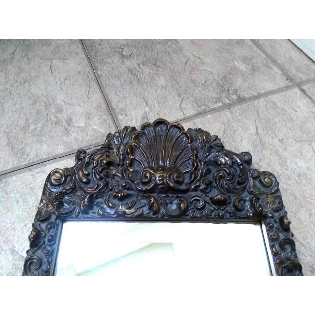 1970s "j.a. Olson" Carved Wood Framed Mirror & Matching Shelf- 2 Pieces For Sale - Image 6 of 13