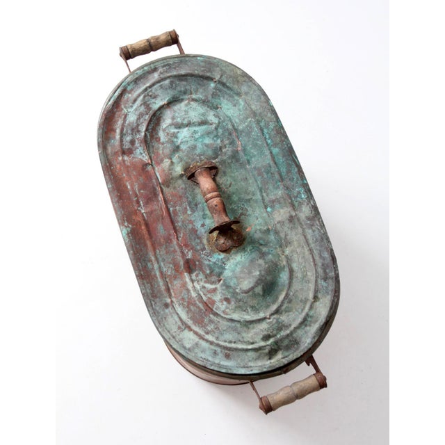 Metal Antique Copper Wash Boiler With Lid For Sale - Image 7 of 17