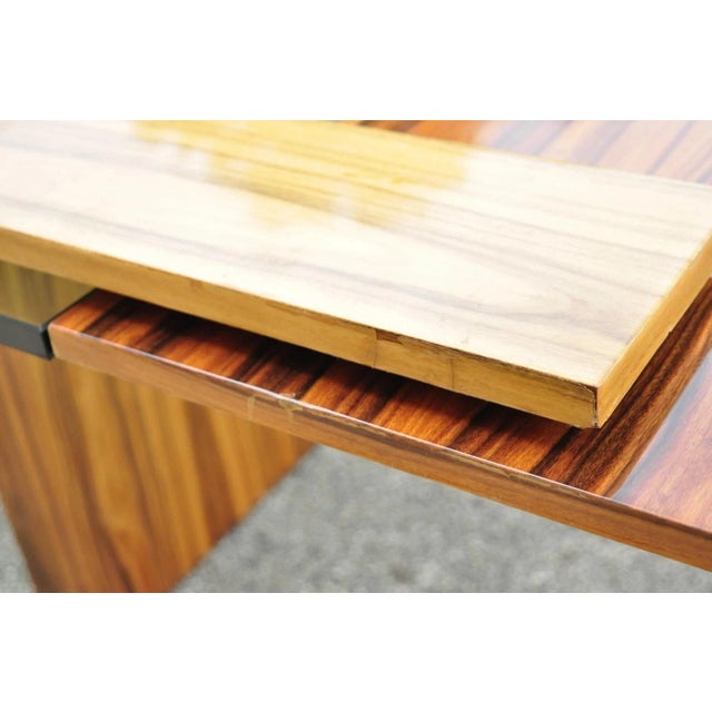 Late 20th Century Kagan Lacquered Rosewood and Brass Cantilever Glass Top Extension Dining Table For Sale - Image 10 of 18