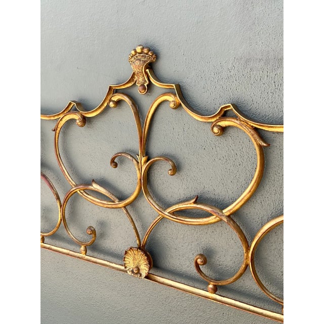 Vintage Italian Palladio Gilt King Scroll Headboard For Sale In West Palm - Image 6 of 12