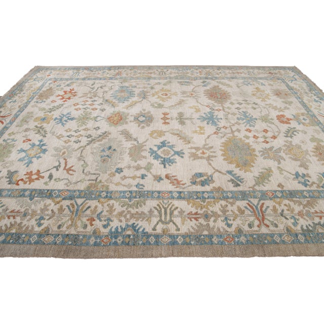 Textile Modern Sultanabad Wool Rug For Sale - Image 7 of 11