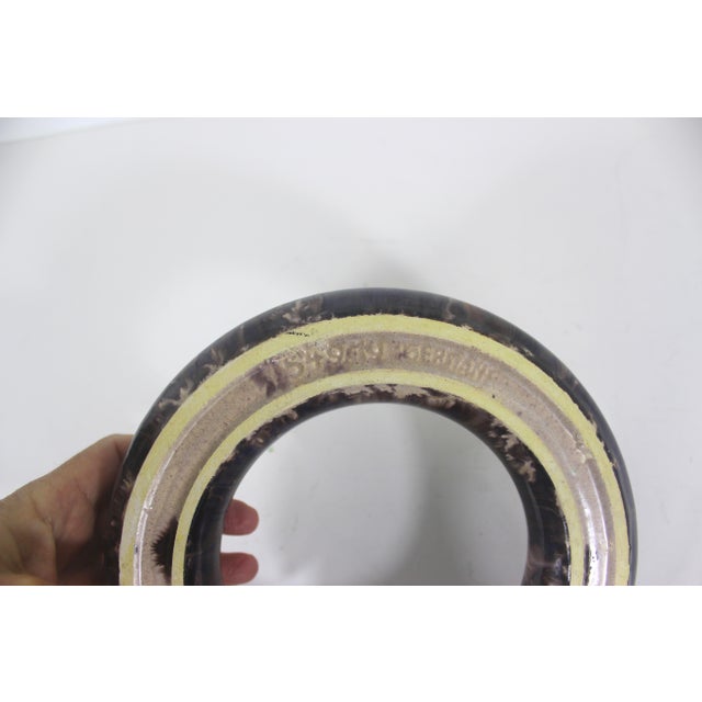 Large Vintage Pansy Ring German Pottery Ikebana Flower Frog Vase, Circular Ceramic Holder For Sale - Image 9 of 9