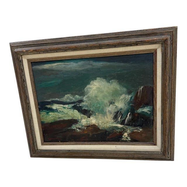 1970s Vintage Seascape Oil Painting on Canvas ~ Framed & Signed For Sale