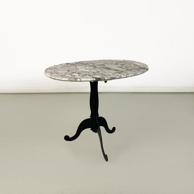 Italian Coffee Table with Oval Marble Top and Metal Legs, 1970s For Sale - Image 3 of 14